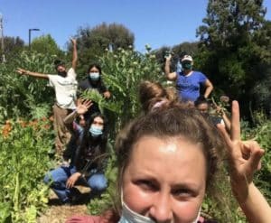 Youth Corps members at Hester Farm with CNGF mentor and volunteer coordinator, Rachel Warner, already a published scientist!